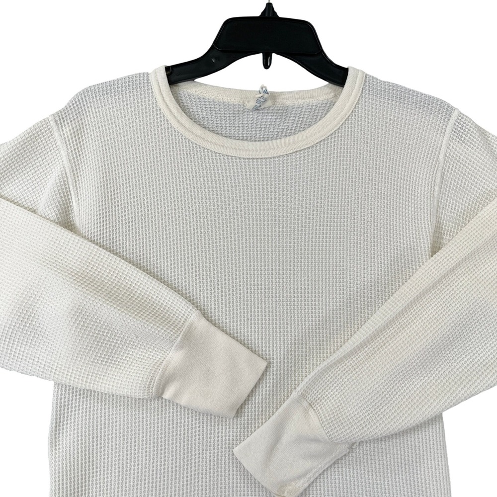 Vintage 90s Morgan Mills Thermal Shirt Mens XL Waffle Knit Cream Layering Warmth